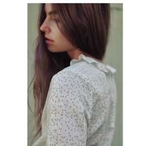 Golden Brown the Label Margarita dainty floral cotton blouse